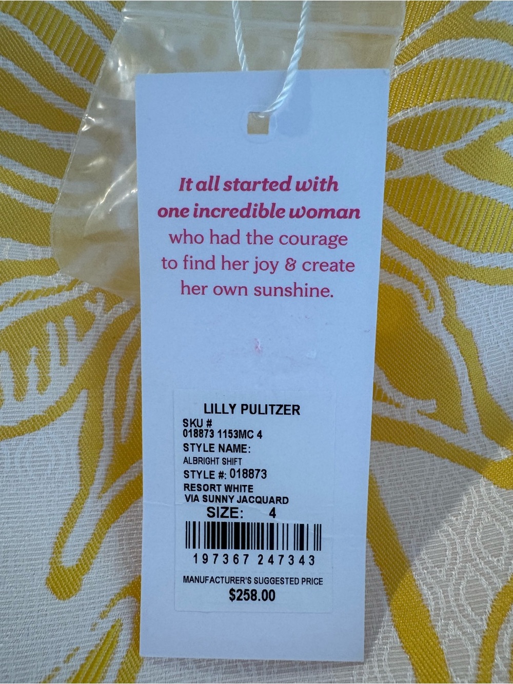 Lilly Pulitzer Albright Shift in Yellow Jacquard NWT - Picture 6 of 6